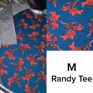 Medium Randy Tee LuLaroe Gray Blue Red Floral NWT